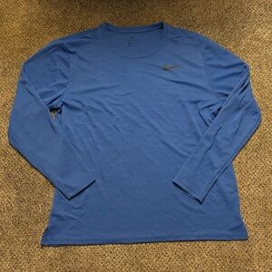 Nike Men's Dri-Fit Long Sleeve Tee in Blue
